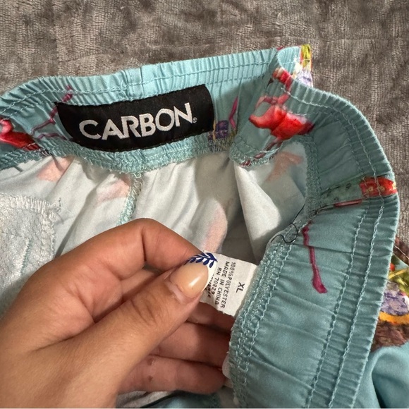 Carbon Light Blue Flamingo Print Swim Board Shorts - Picture 3 of 3